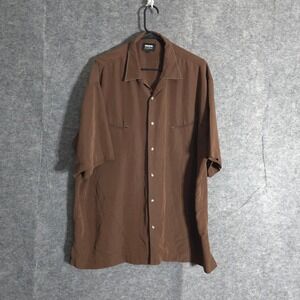 RESISTOL Rodeo Gear Mens XL Brown Short Sleeve Button Up Shirt Western Stitching